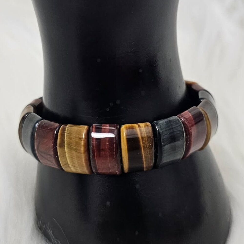 Tigers Eye Natural Stone New Multi Color Stretch Bracelet